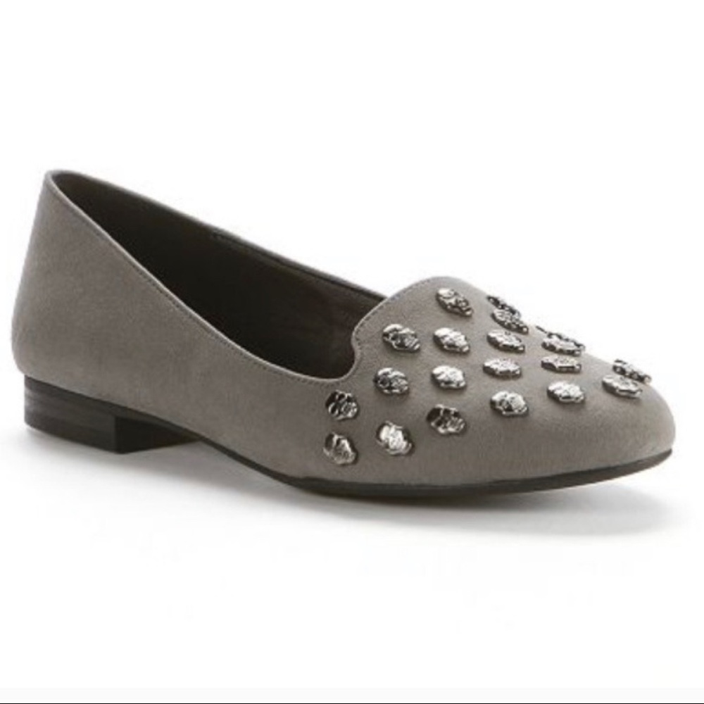 ROCK & REPUBLIC Grey Skull Studded Flats Loafers 6 - Picture 13 of 13